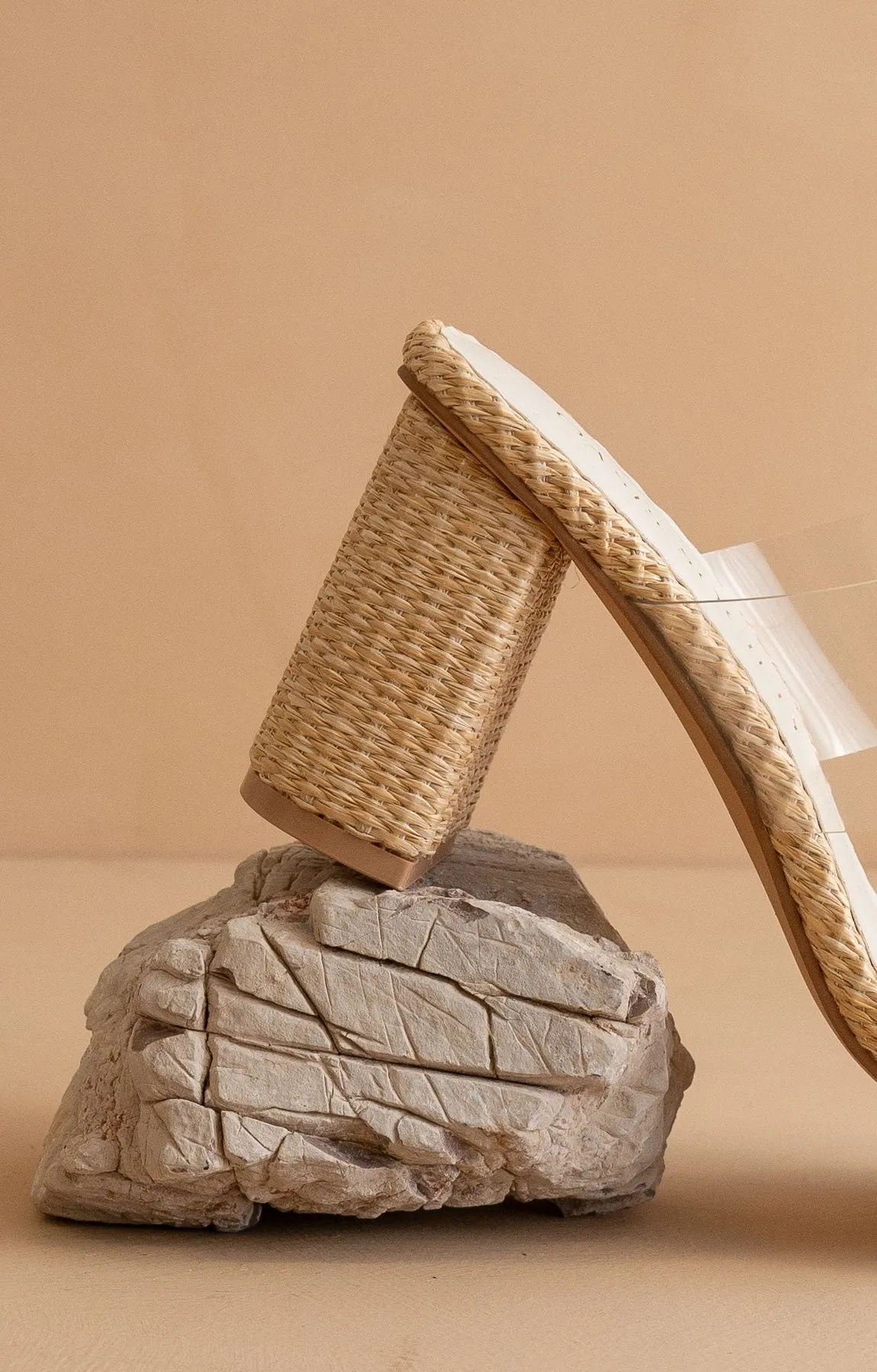 Francee - Transparent Double Strap Raffia Heel