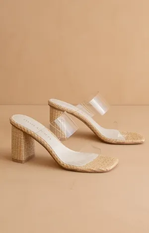 Francee - Transparent Double Strap Raffia Heel