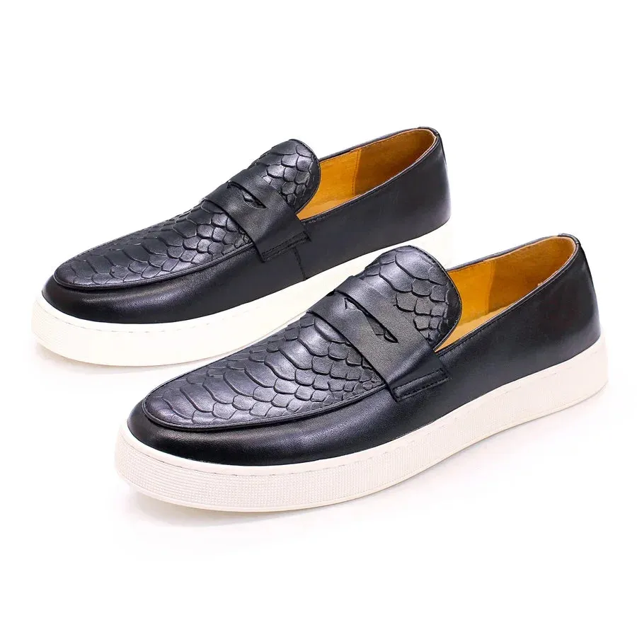 Genuine Leather Men's Dress Shoes Casual Comfort Handmade Shoes Crocodile Pattern Loafers Banquet Party Office Flat Men's Shoes