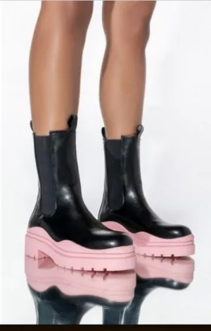 Ghosted Platform Pink Bottom Boots