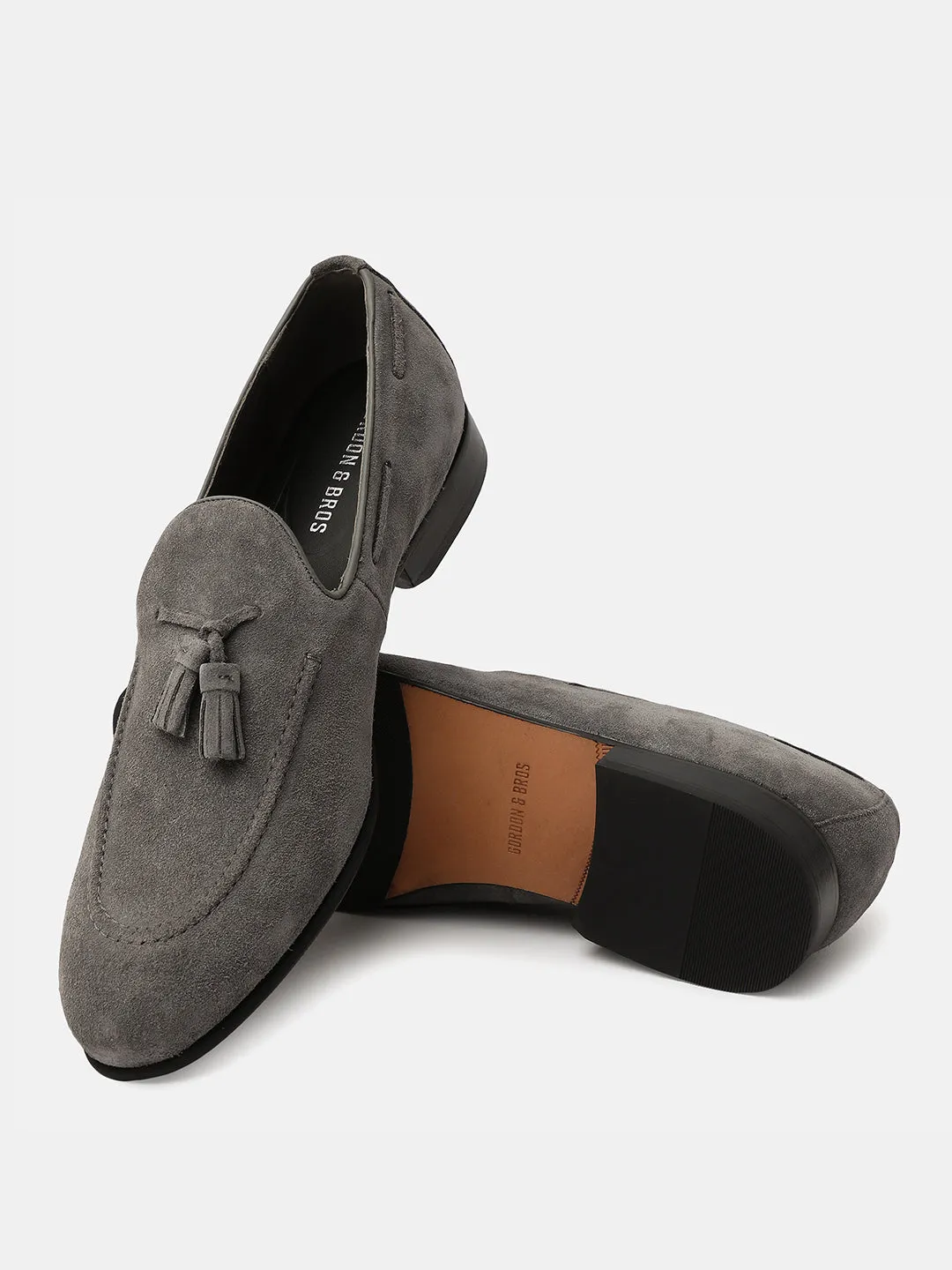 Gordon And Bros Suede Ash Men Tassel Loafer