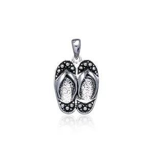 Happy Feet ~ Sterling Silver Large Flip Flops Pendant Jewelry TP2663