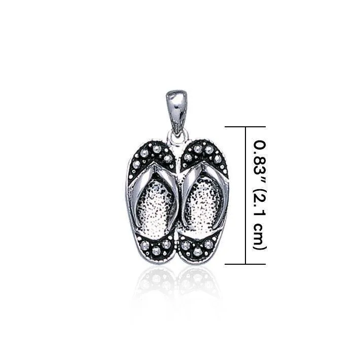 Happy Feet ~ Sterling Silver Large Flip Flops Pendant Jewelry TP2663