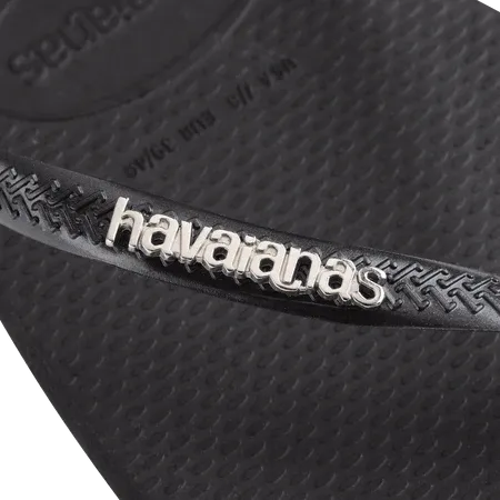 Havaianas - Flip flops - Black/Silver - Slim square logo metallic FC sss