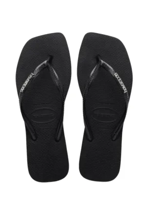 Havaianas - Flip flops - Black/Silver - Slim square logo metallic FC sss