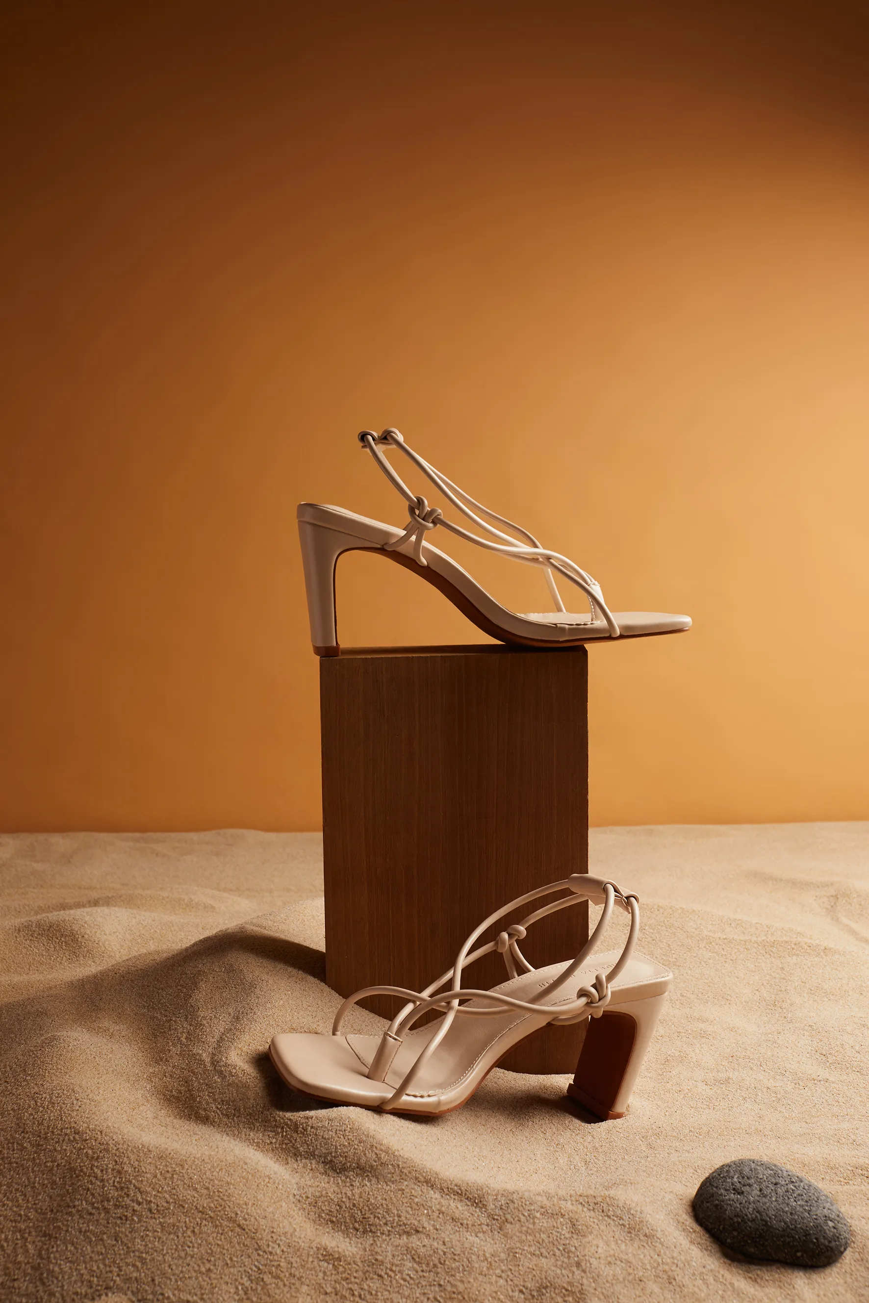 Heidi Strappy Heels (Blanched Almond)