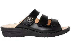 'Hera' women's wide fit (H) triple strap sandal - Black
