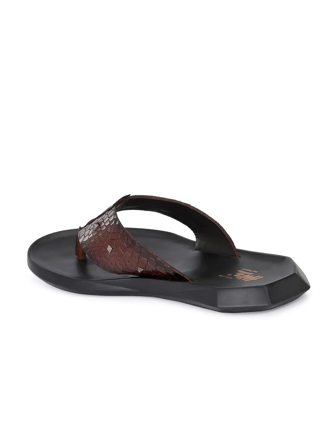 Hitz Men's Tan Leather Open Toe Slippers