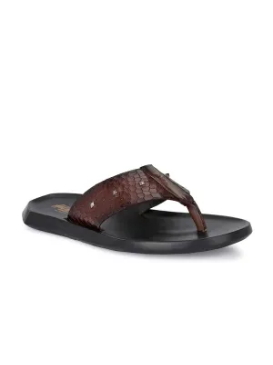 Hitz Men's Tan Leather Open Toe Slippers