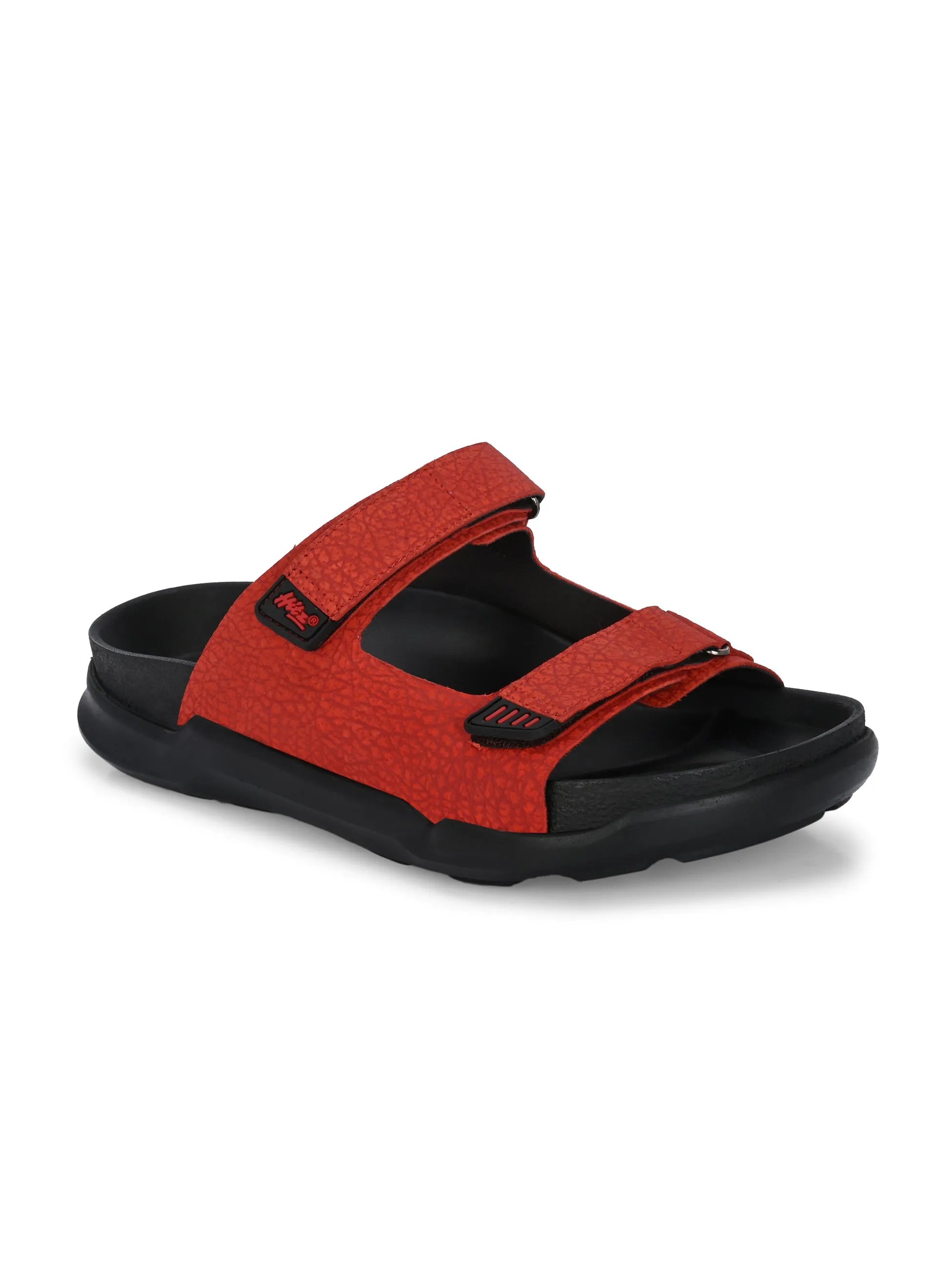 HITZ0029 Men's Red Leather Casual Velcro Slipper