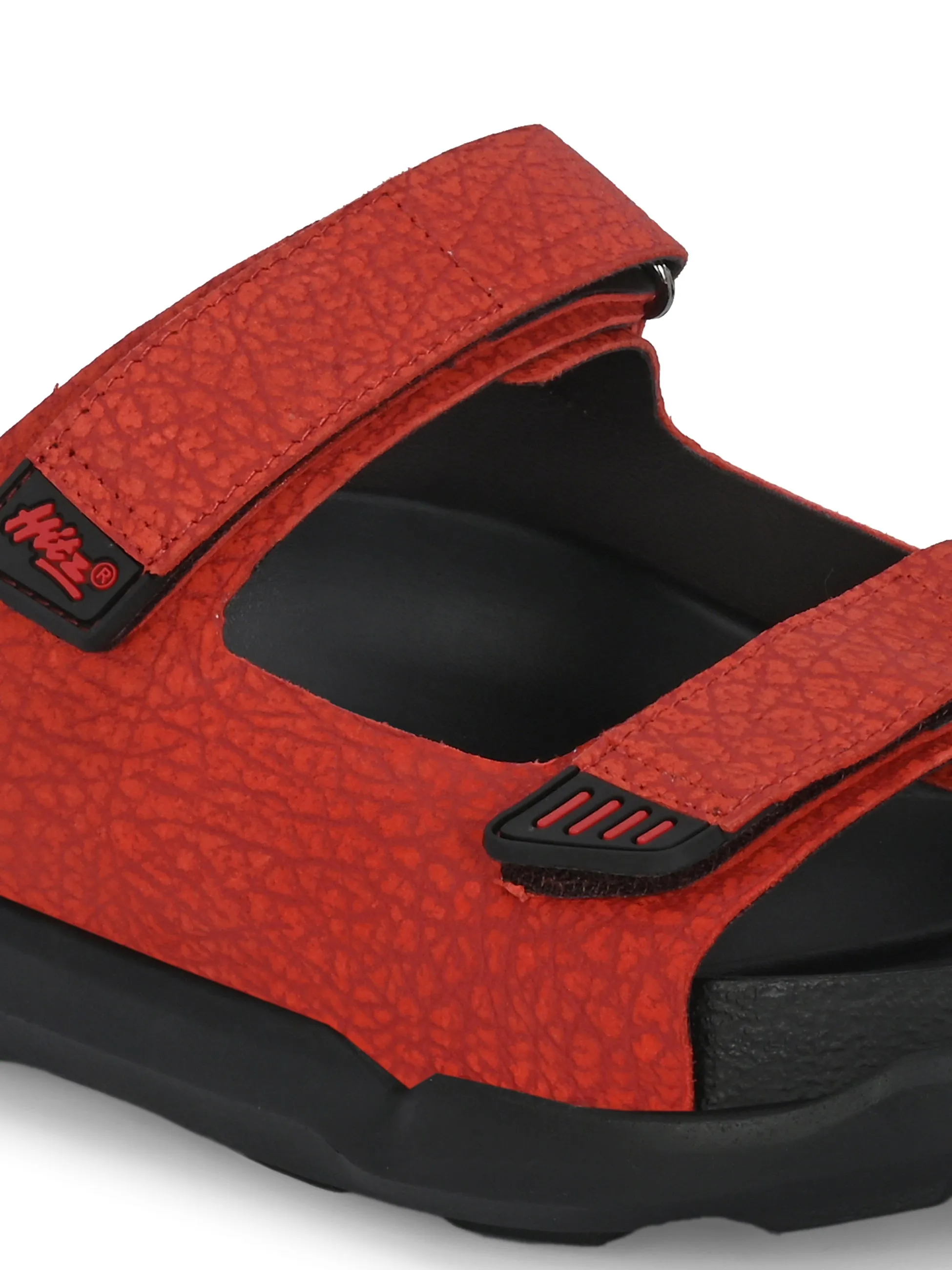 HITZ0029 Men's Red Leather Casual Velcro Slipper