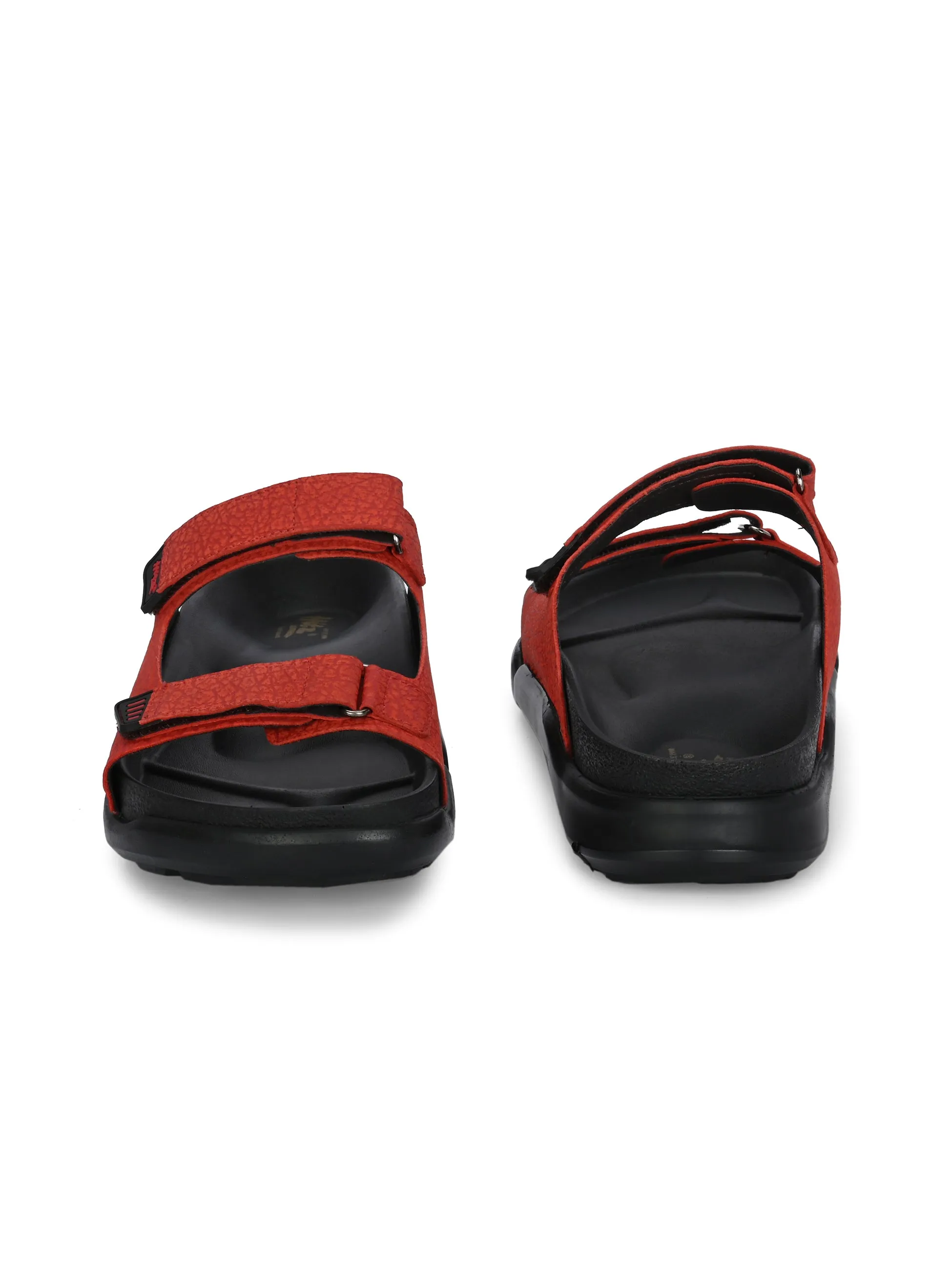 HITZ0029 Men's Red Leather Casual Velcro Slipper