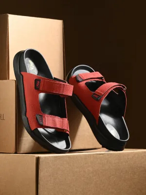 HITZ0029 Men's Red Leather Casual Velcro Slipper