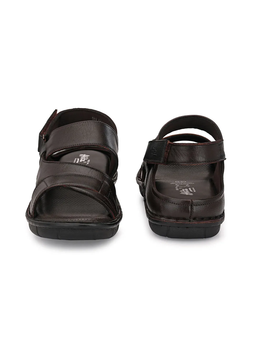 HITZ9611 Men's Brown Leather Casual Velcro Sandals