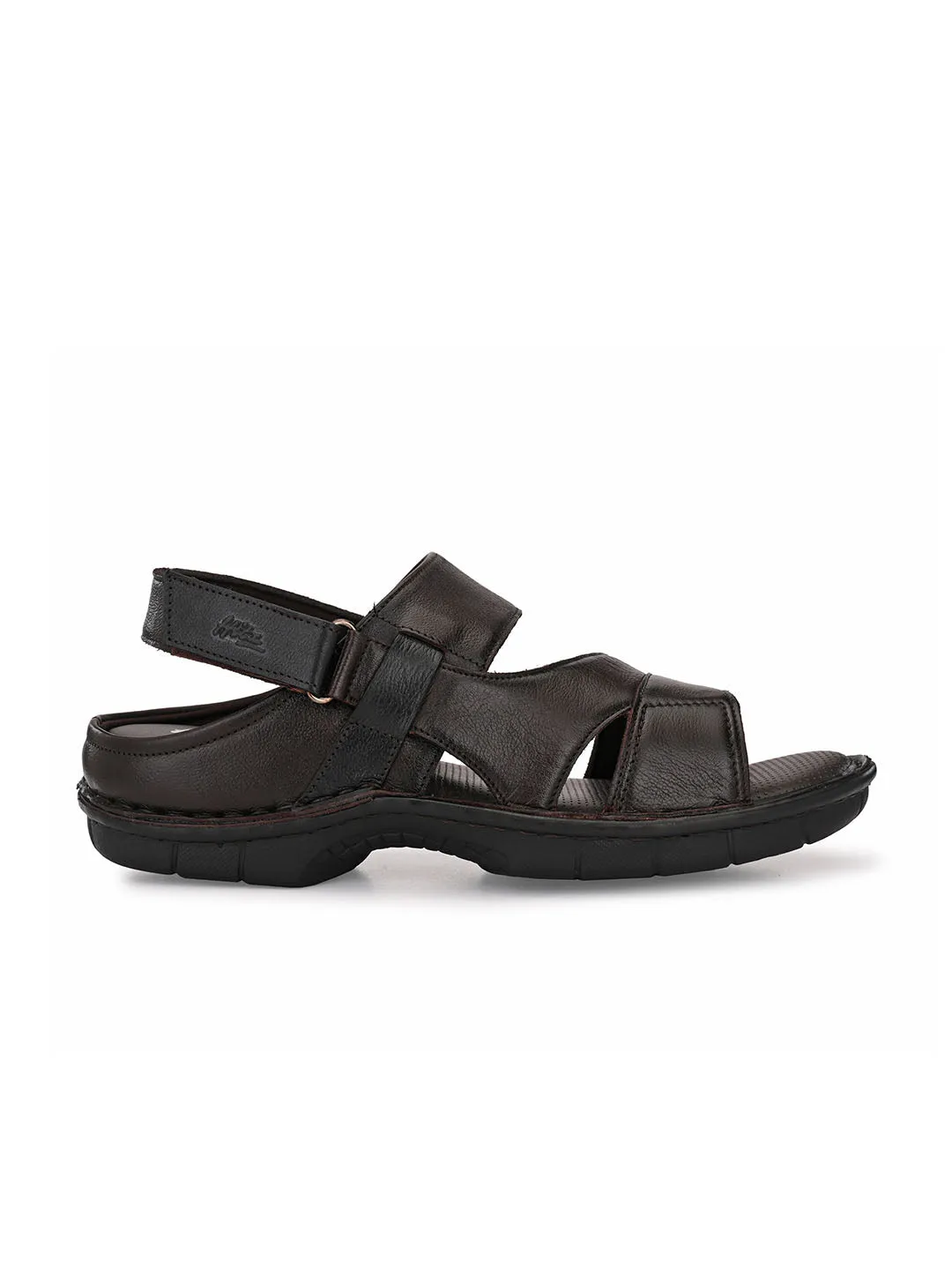 HITZ9611 Men's Brown Leather Casual Velcro Sandals