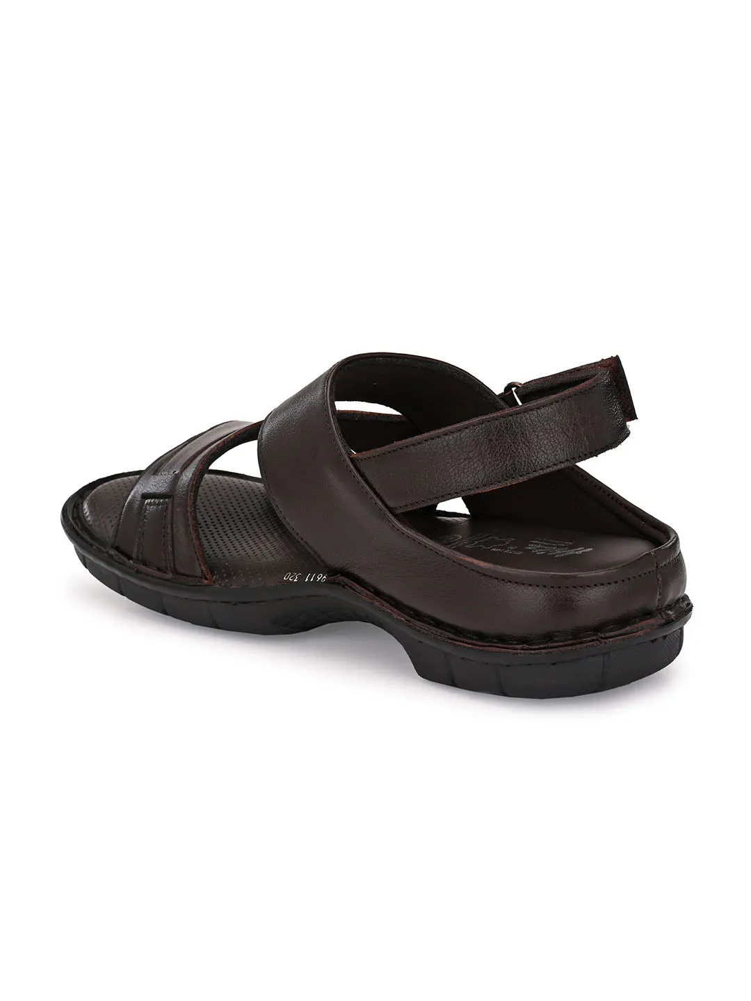 HITZ9611 Men's Brown Leather Casual Velcro Sandals
