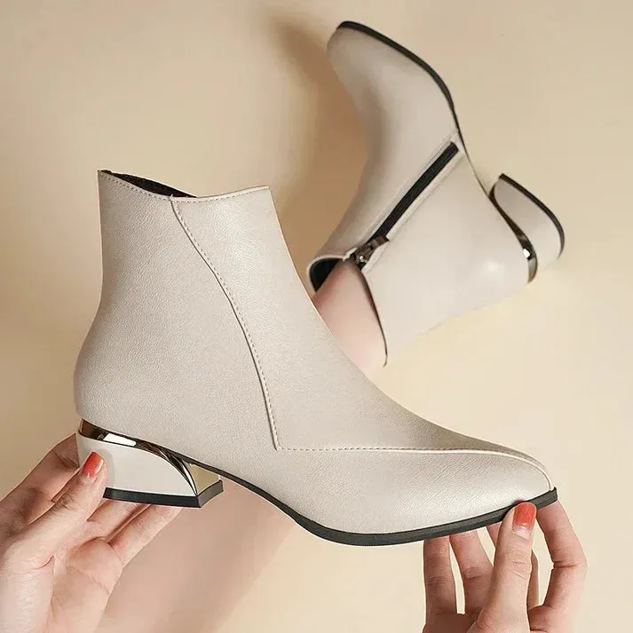 Julane - ankle boots with zipper - trendy block heel