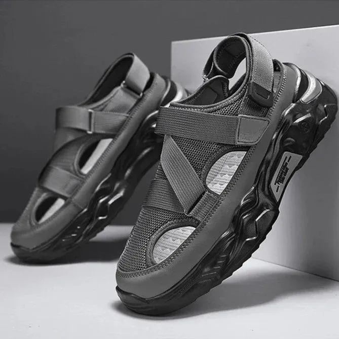 JUMP Men's Summer Mesh Breathable Sandals(BLACK)