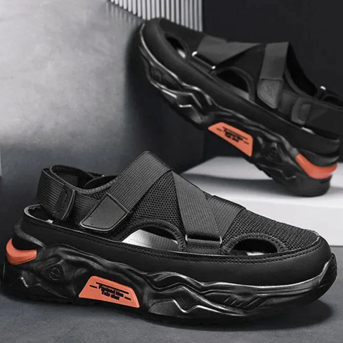 JUMP Men's Summer Mesh Breathable Sandals(BLACK)