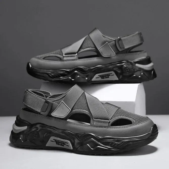JUMP Men's Summer Mesh Breathable Sandals(BLACK)