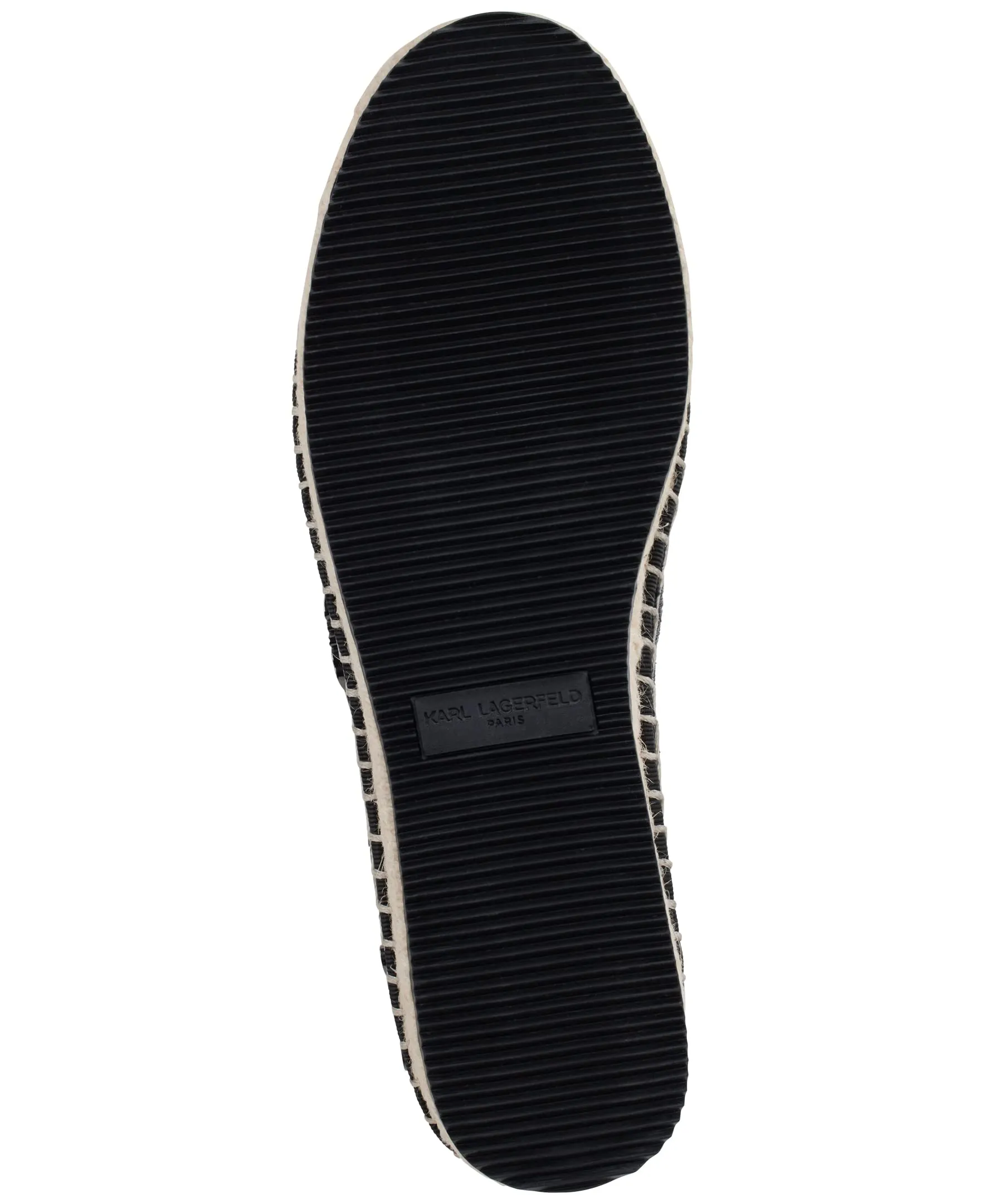 Karl Lagerfeld Paris Women's Michaela Slip On Embellished Flat Espadrille Platform, Black, 5