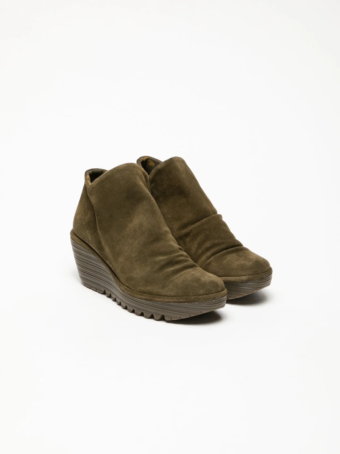 Khaki Zip Up Ankle Boots