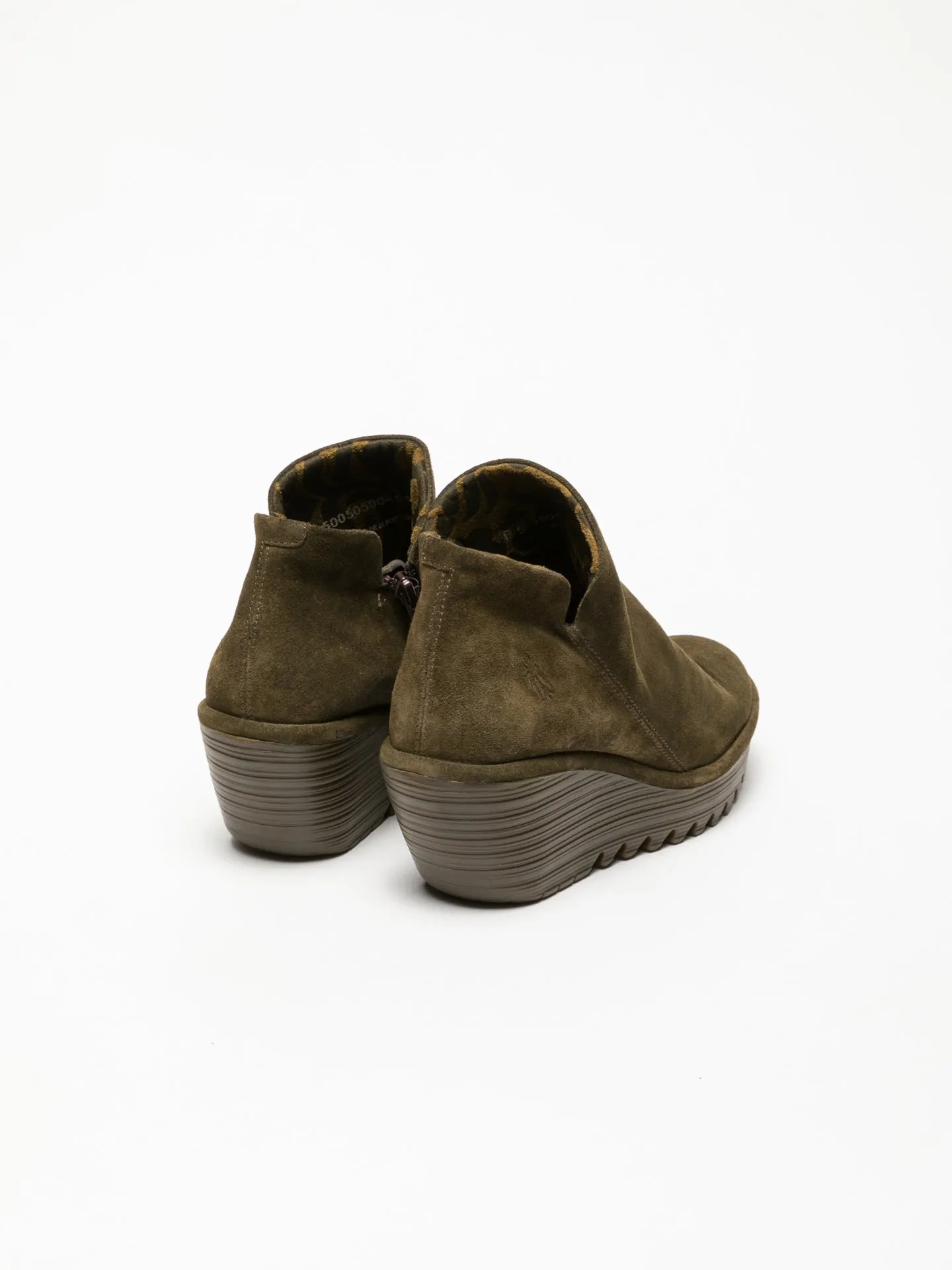 Khaki Zip Up Ankle Boots