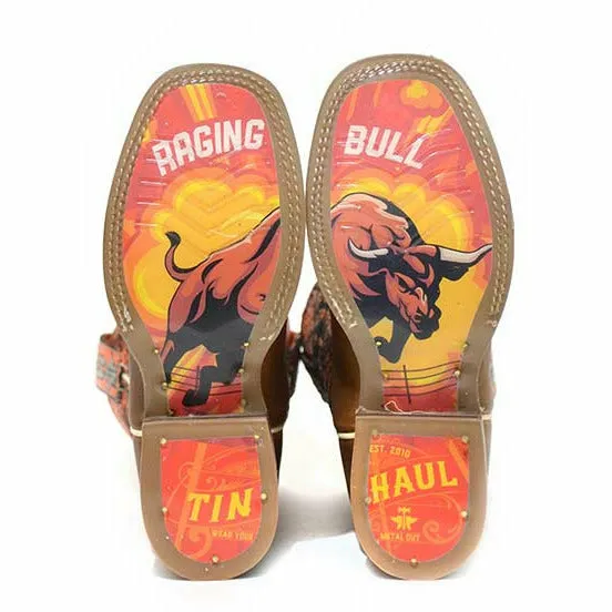 Kid's Tin Haul Mini Brands Boots Raging Bull Sole Handcrafted Tan