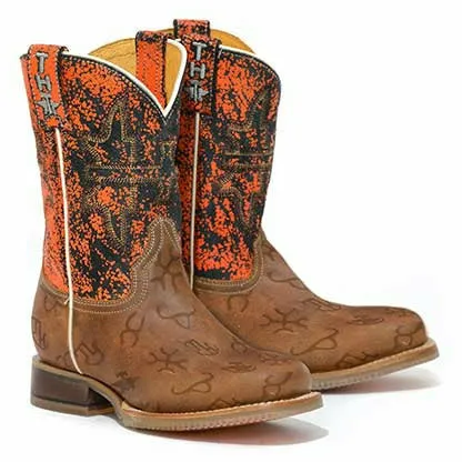 Kid's Tin Haul Mini Brands Boots Raging Bull Sole Handcrafted Tan