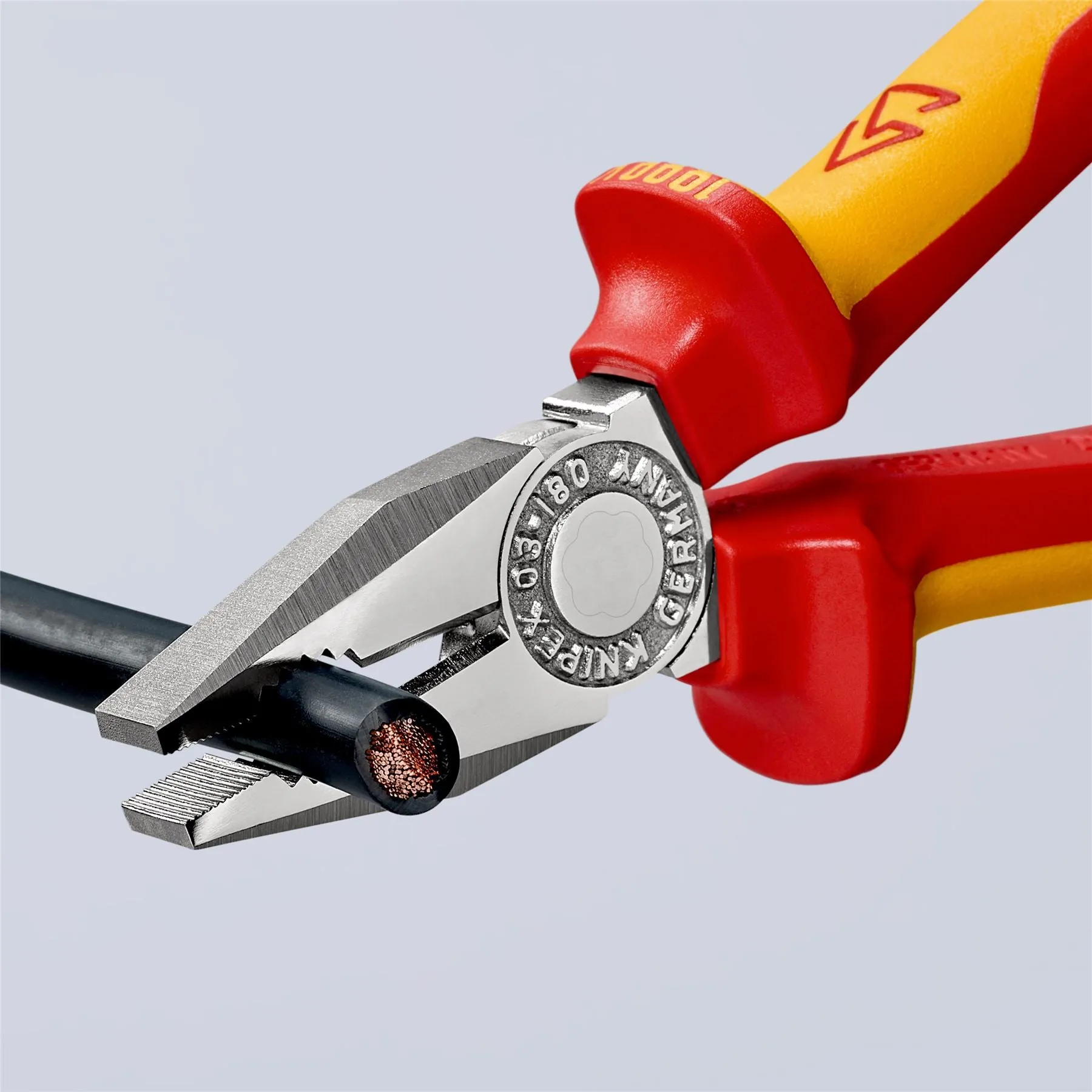 KNIPEX Combination Pliers 180mm VDE Chrome Multi Component Grips with Tether Point 03 06 180 T BK