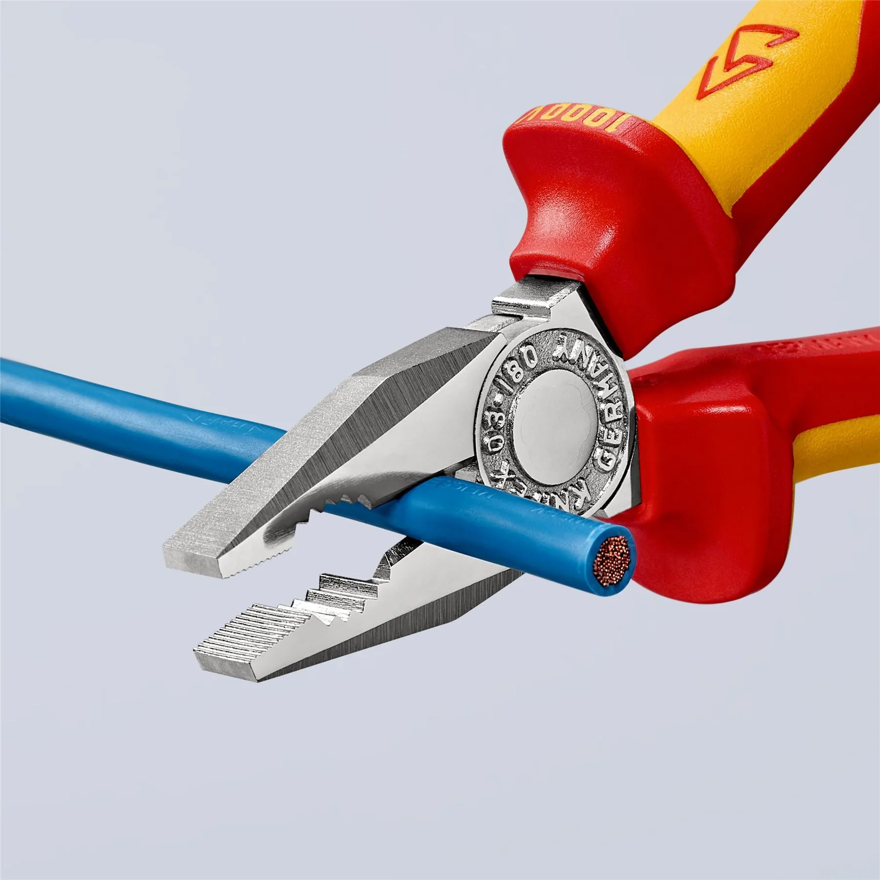 KNIPEX Combination Pliers 180mm VDE Chrome Multi Component Grips with Tether Point 03 06 180 T BK