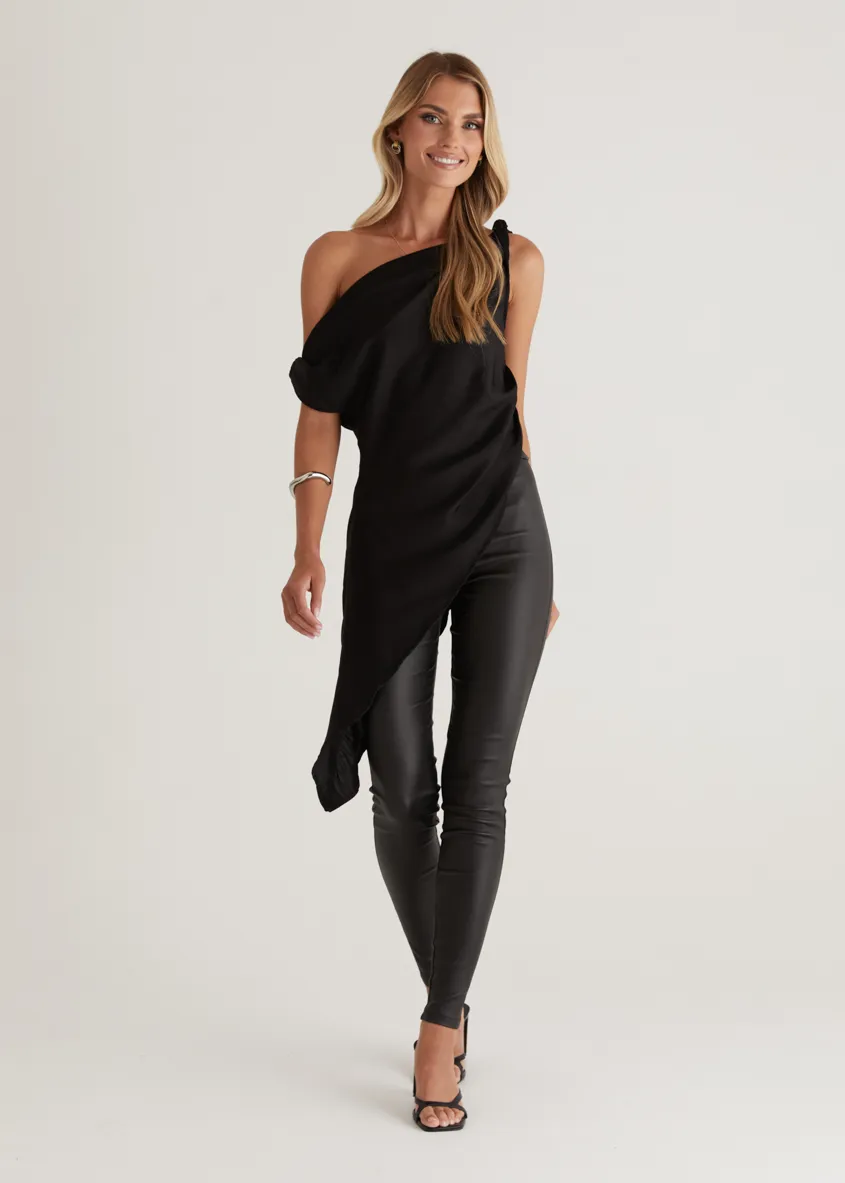 Kyrie Leather Look Pant - Black