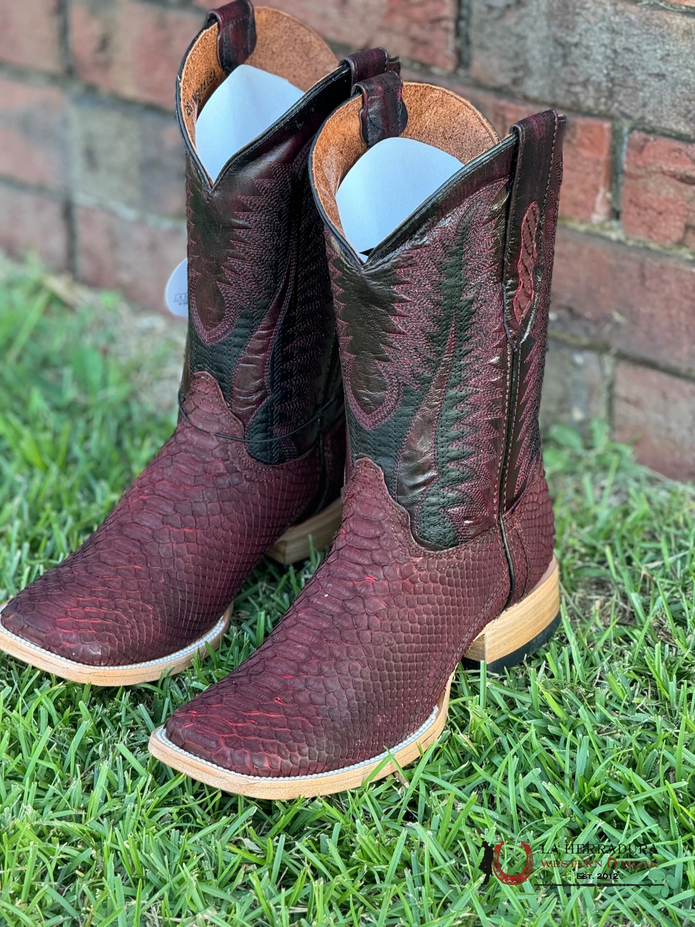 LA HERRADURA WESTERN WEAR PYTHON NOBUCK ROJO NEGRO BOOTS
