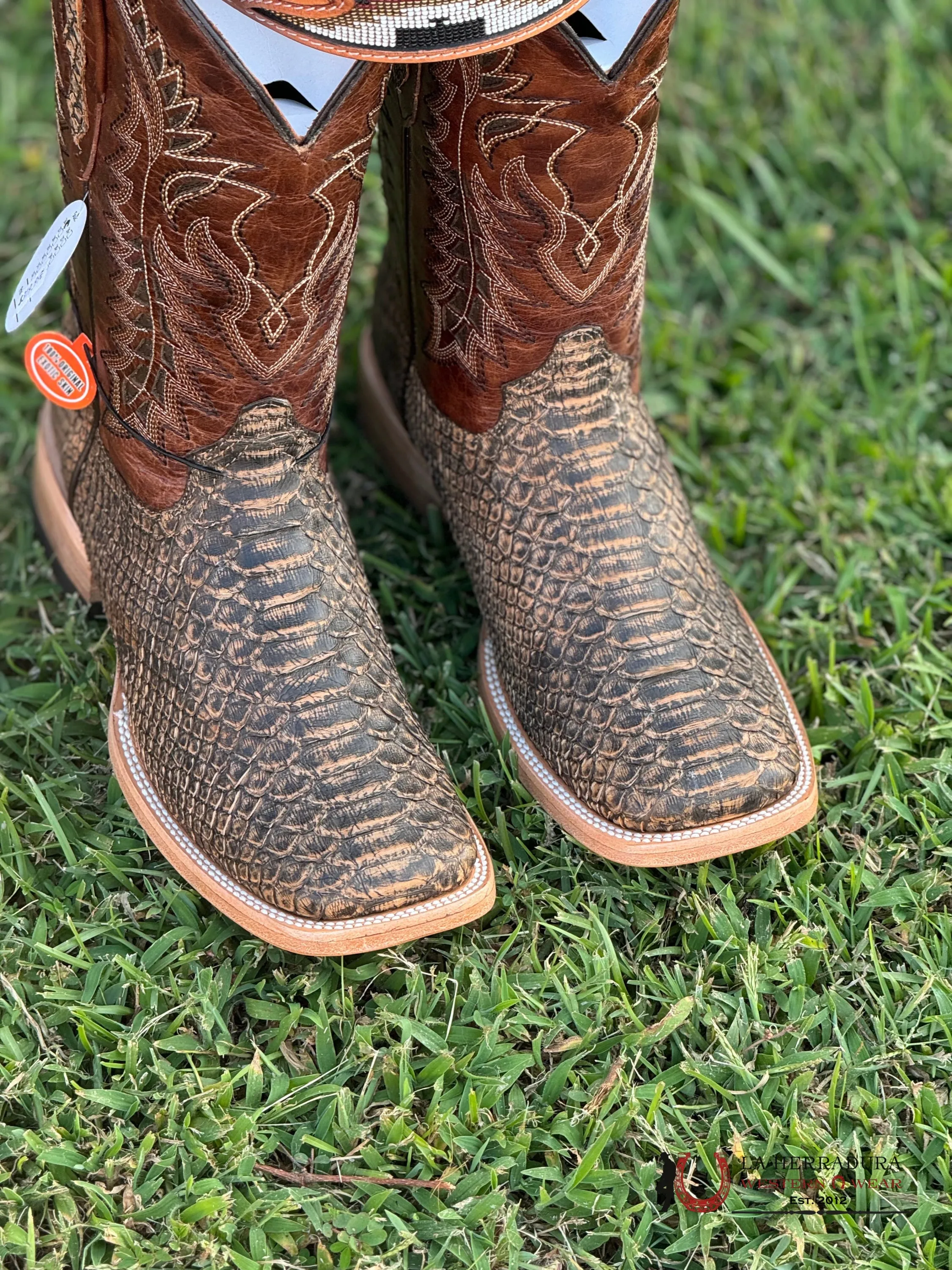 LA HERRADURA WESTERN WEAR PYTHON UMBER APACHE BOOTS - 5100