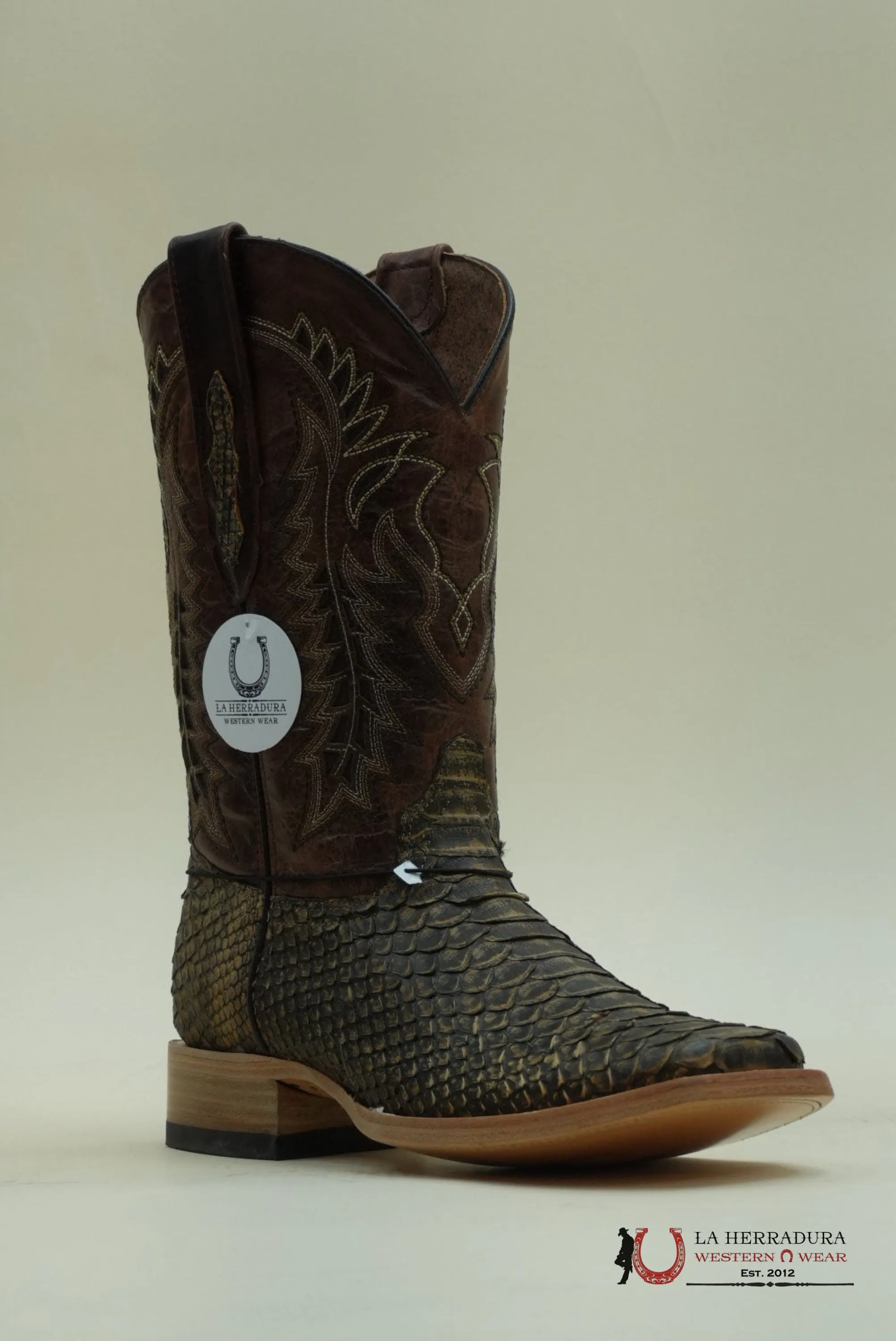 LA HERRADURA WESTERN WEAR PYTHON UMBER APACHE BOOTS - 5100