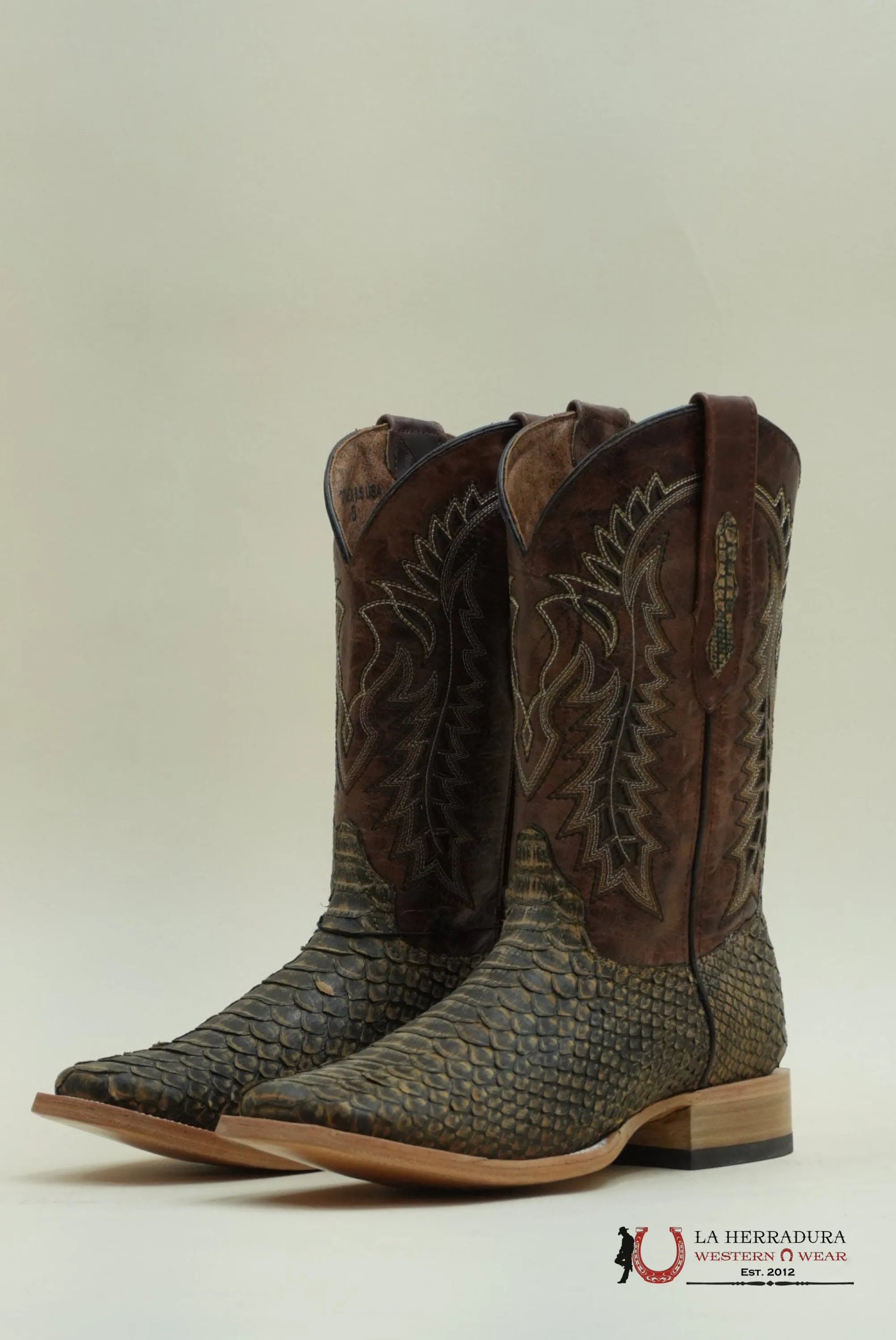 LA HERRADURA WESTERN WEAR PYTHON UMBER APACHE BOOTS - 5100