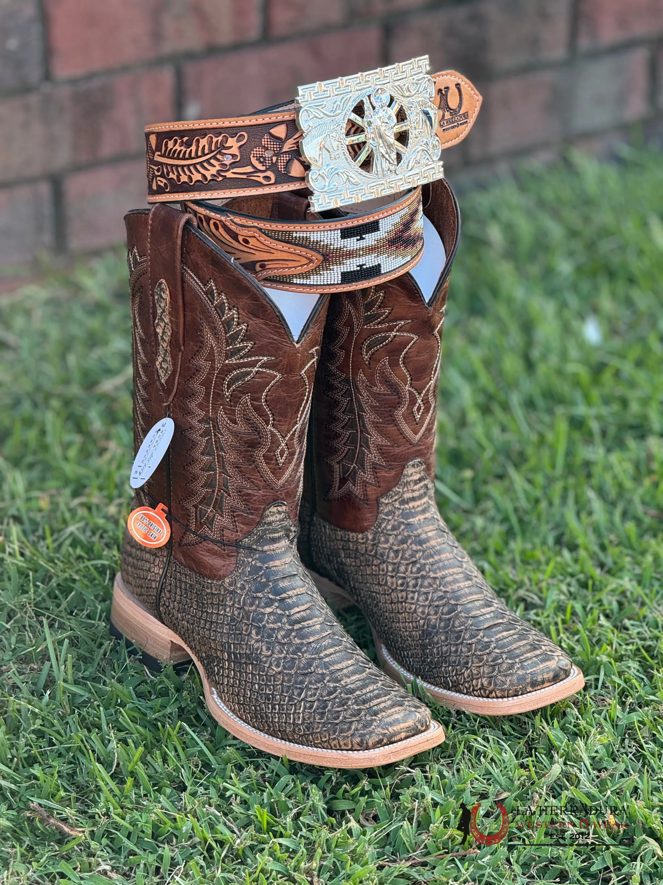 LA HERRADURA WESTERN WEAR PYTHON UMBER APACHE BOOTS - 5100