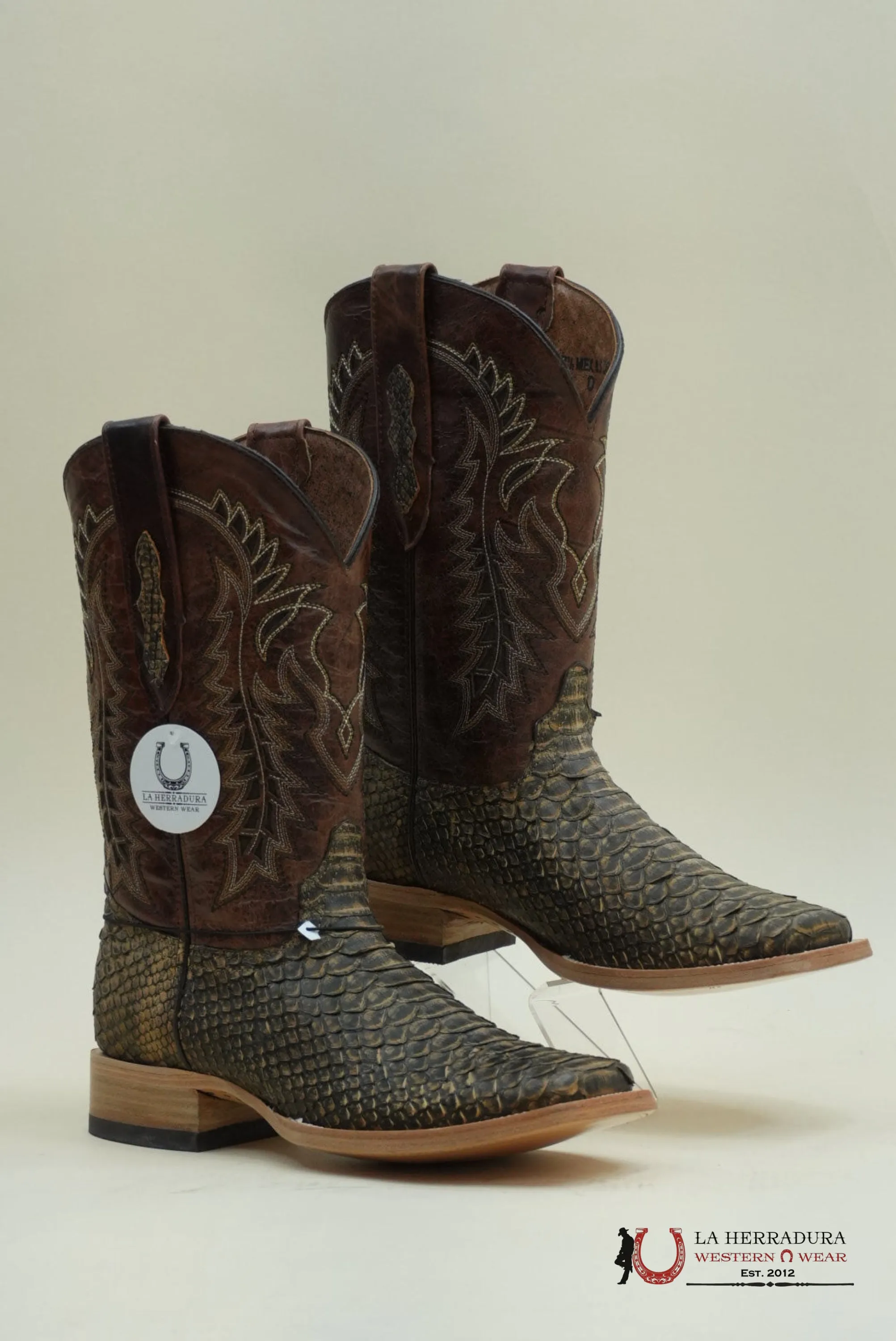 LA HERRADURA WESTERN WEAR PYTHON UMBER APACHE BOOTS - 5100
