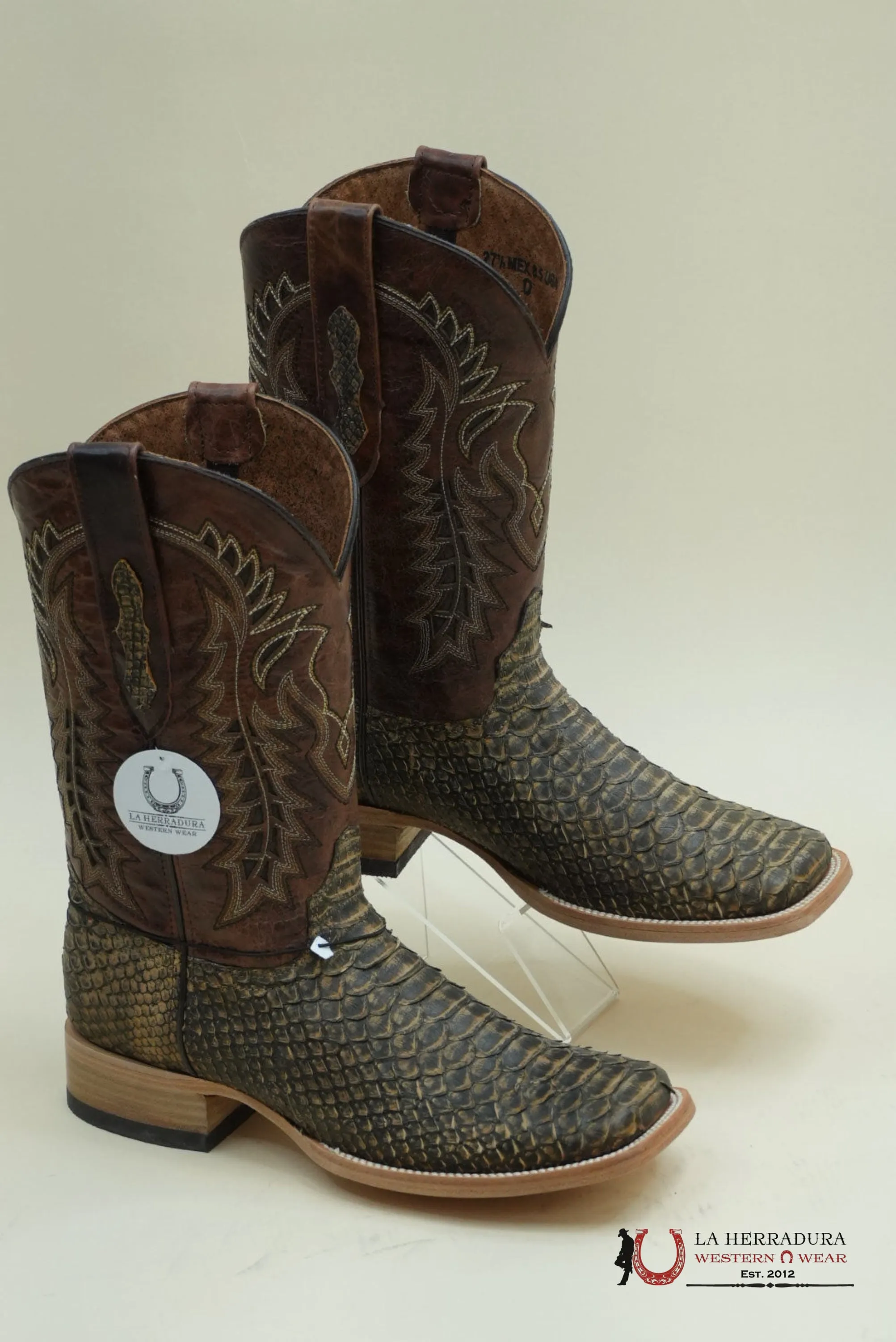 LA HERRADURA WESTERN WEAR PYTHON UMBER APACHE BOOTS - 5100