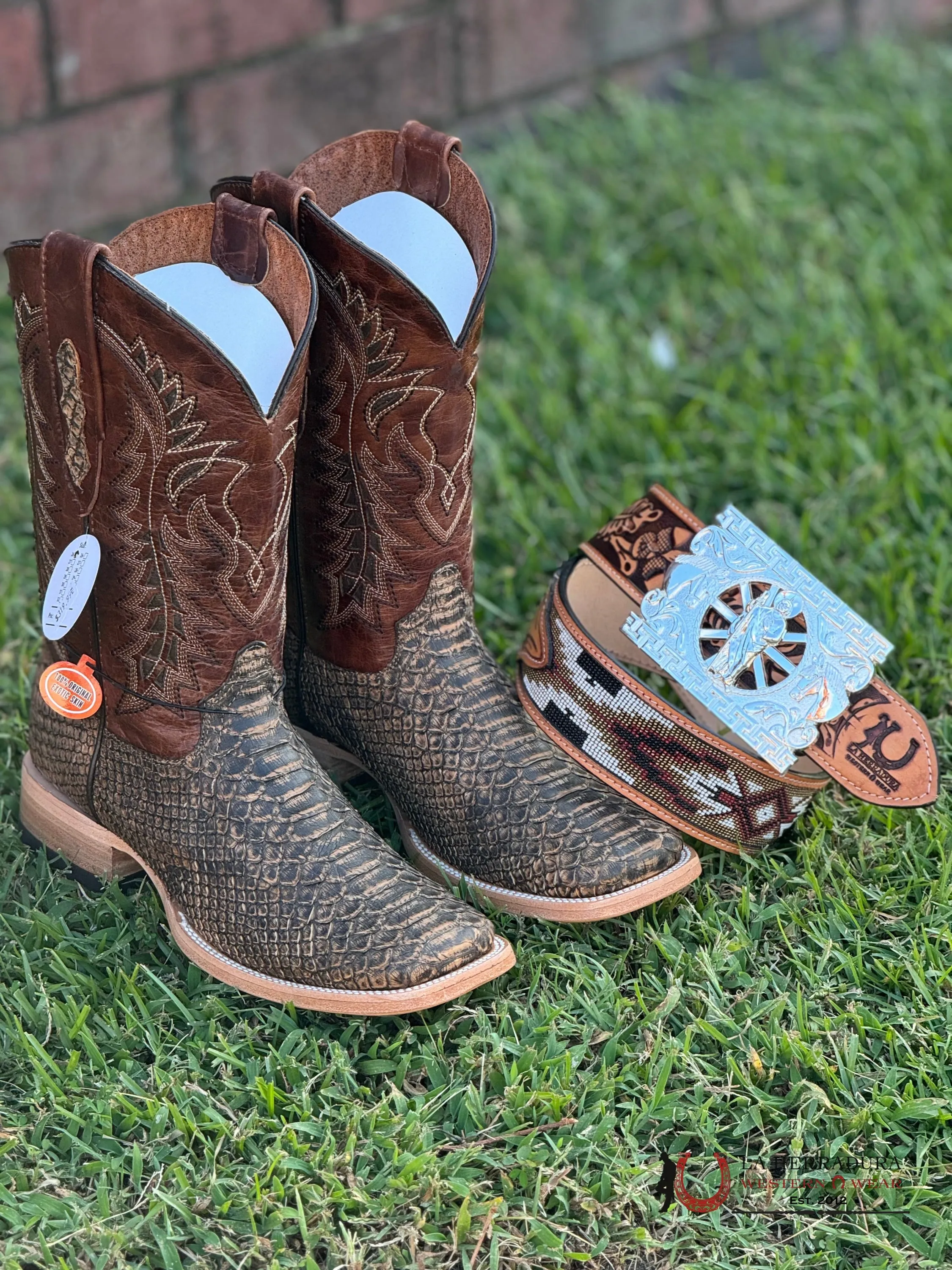LA HERRADURA WESTERN WEAR PYTHON UMBER APACHE BOOTS - 5100