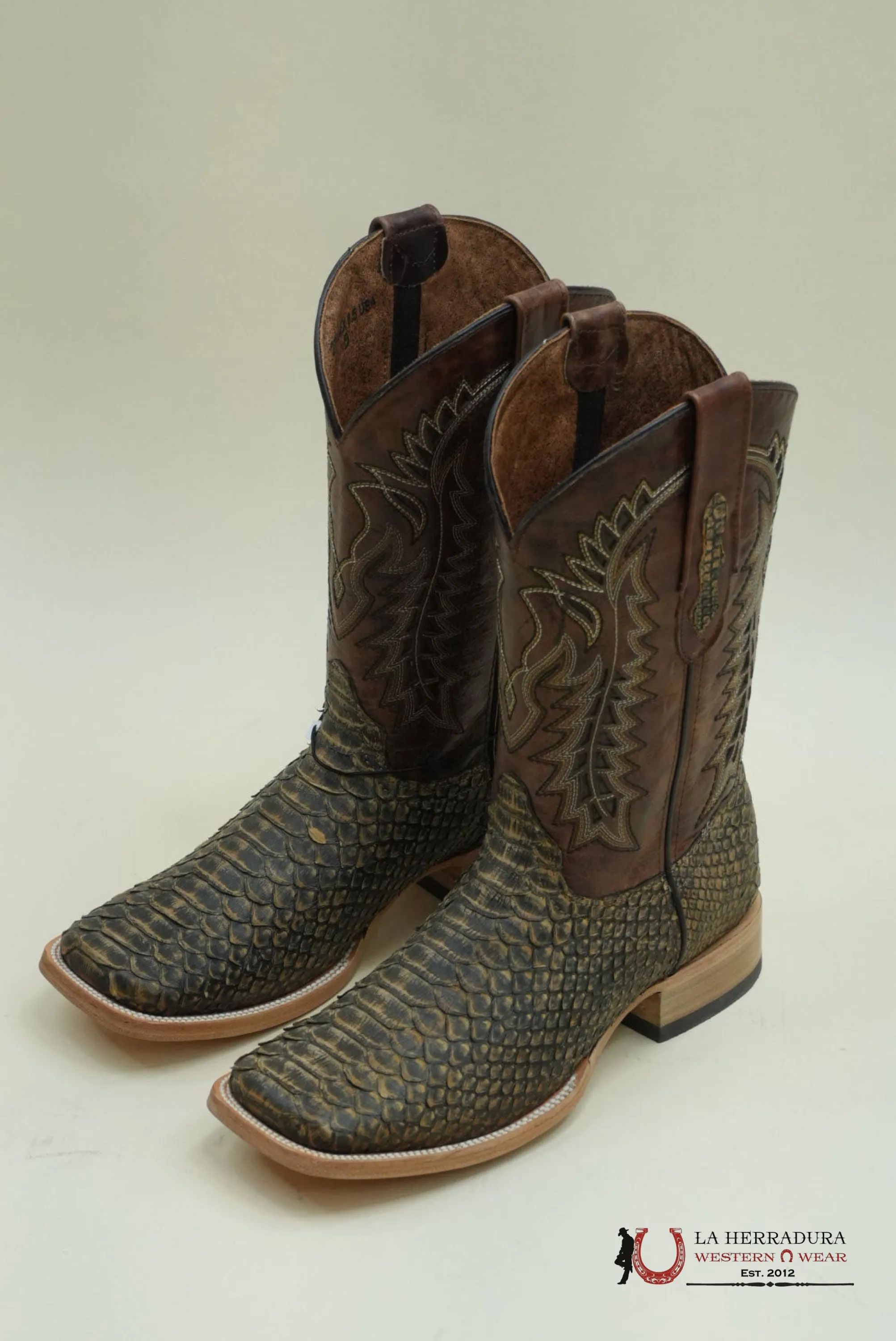 LA HERRADURA WESTERN WEAR PYTHON UMBER APACHE BOOTS - 5100