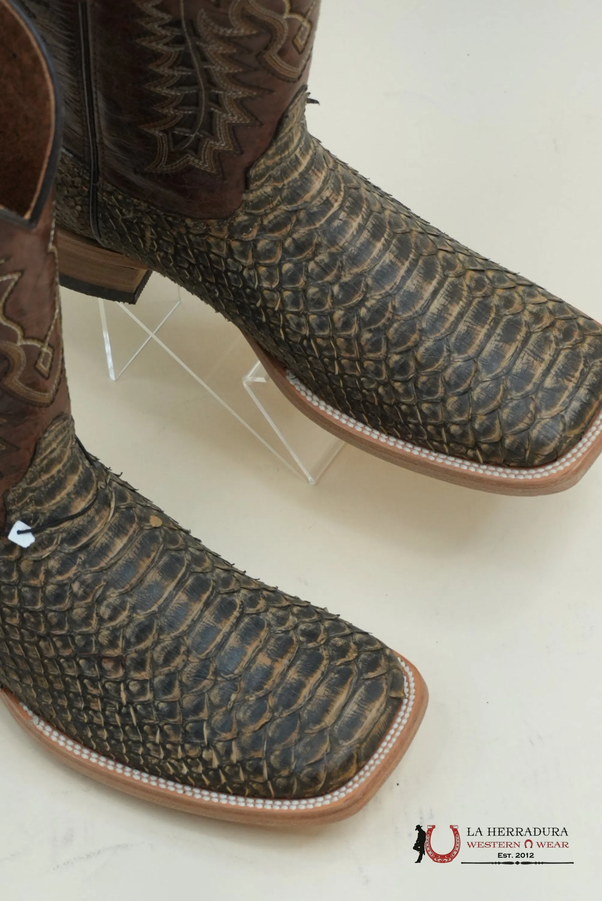 LA HERRADURA WESTERN WEAR PYTHON UMBER APACHE BOOTS - 5100