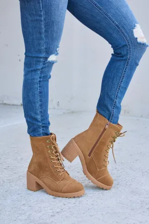 Lace-Up Zipper Detail Block Heel Boots – Rugged