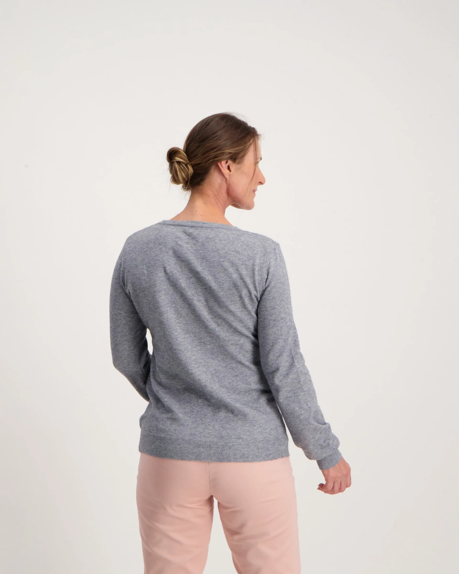 Ladies Beaded Pullover - Grey Dawn