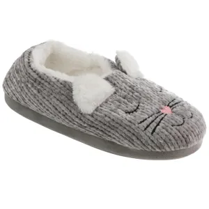Ladies Cat Chenille Clog Slipper