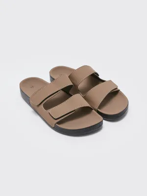 Leather Look Velcro Men's Slippers