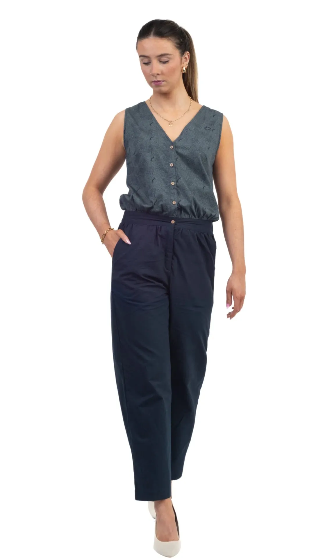 Limited Edition Prussian Blue Jumpsuit: Sustainable Women’s Fashion UK | Karee