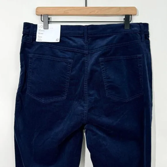 LOFT Women’s Size 32/14 Dark Blue Corduroy Ribbed The Skinny High Rise Jeans NWT