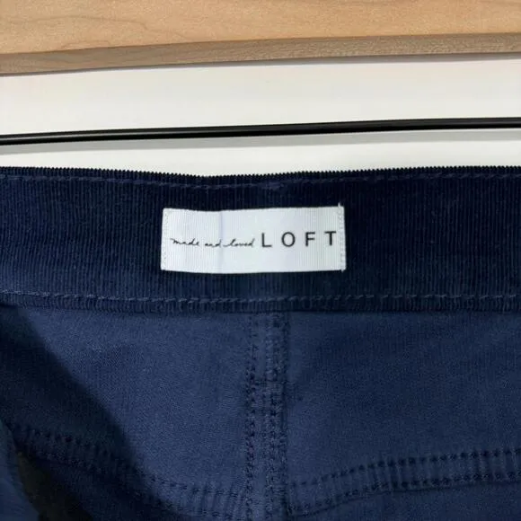 LOFT Women’s Size 32/14 Dark Blue Corduroy Ribbed The Skinny High Rise Jeans NWT