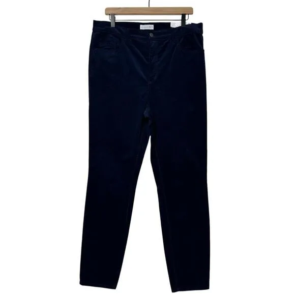 LOFT Women’s Size 32/14 Dark Blue Corduroy Ribbed The Skinny High Rise Jeans NWT